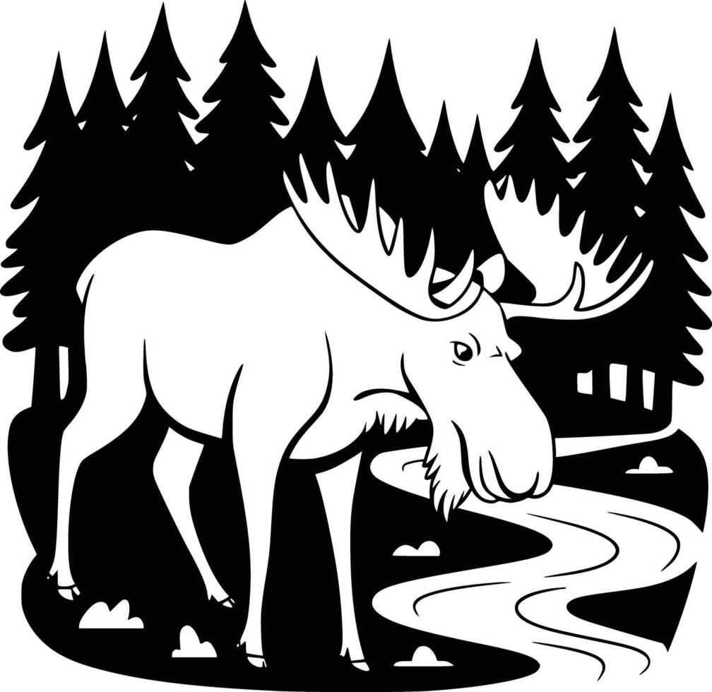 Moose in the forest vector