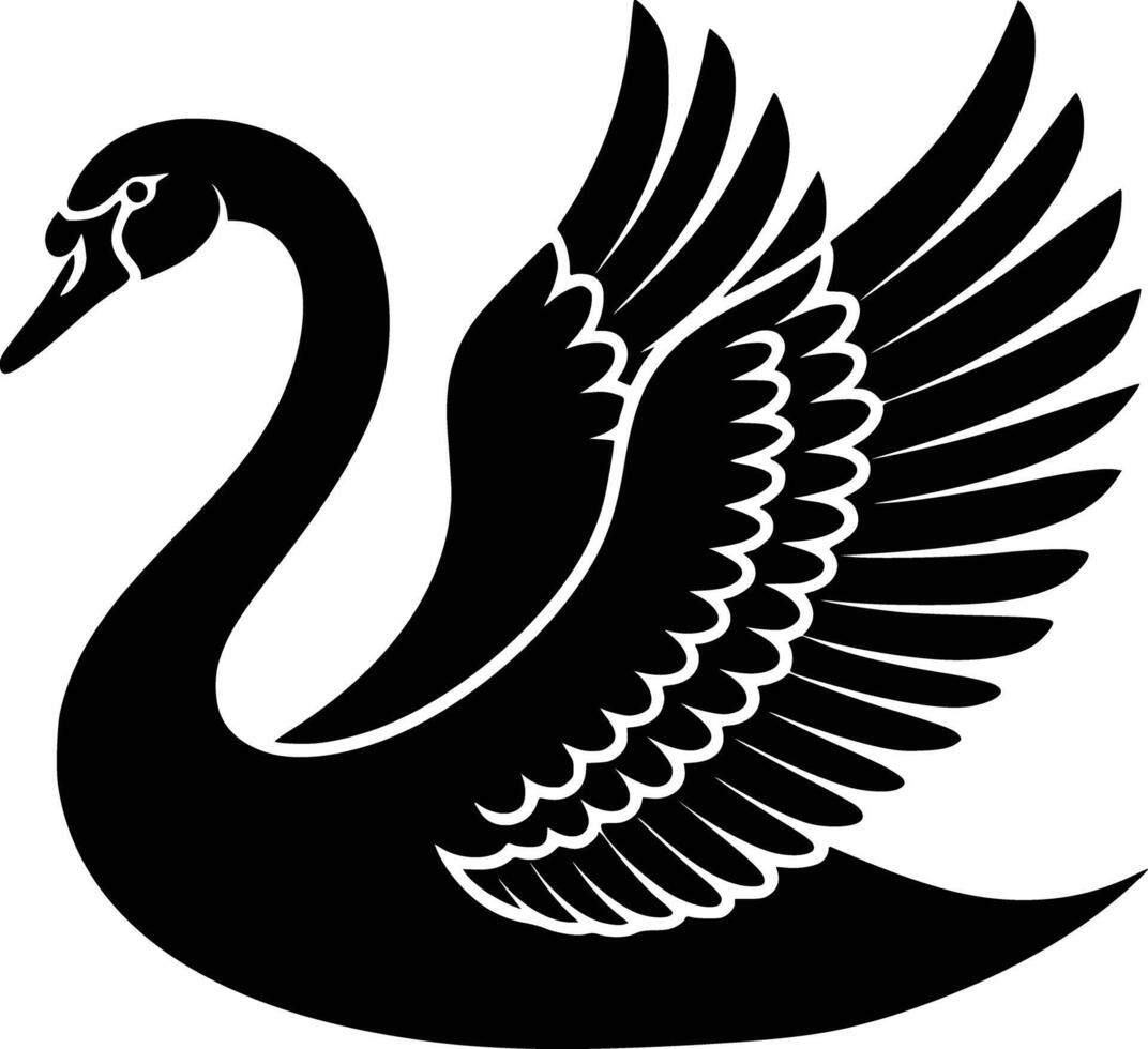 Black swan silhouette vector