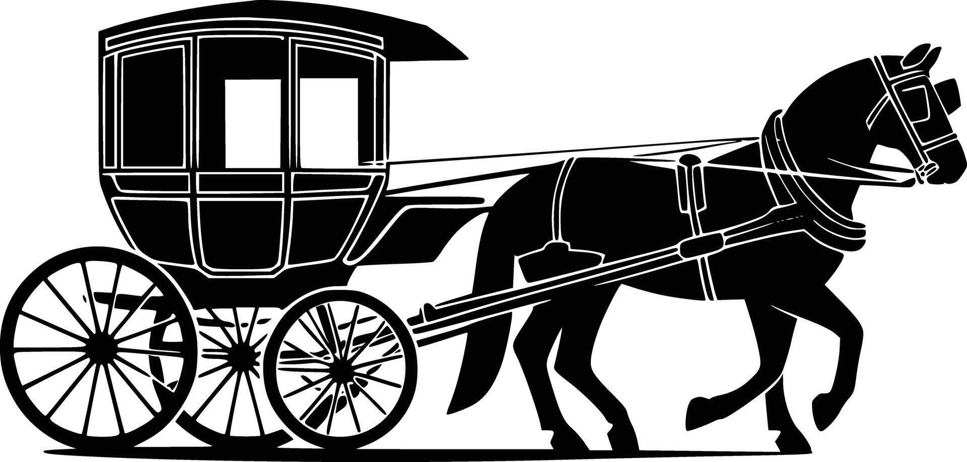 Horse and carriage clip art vector