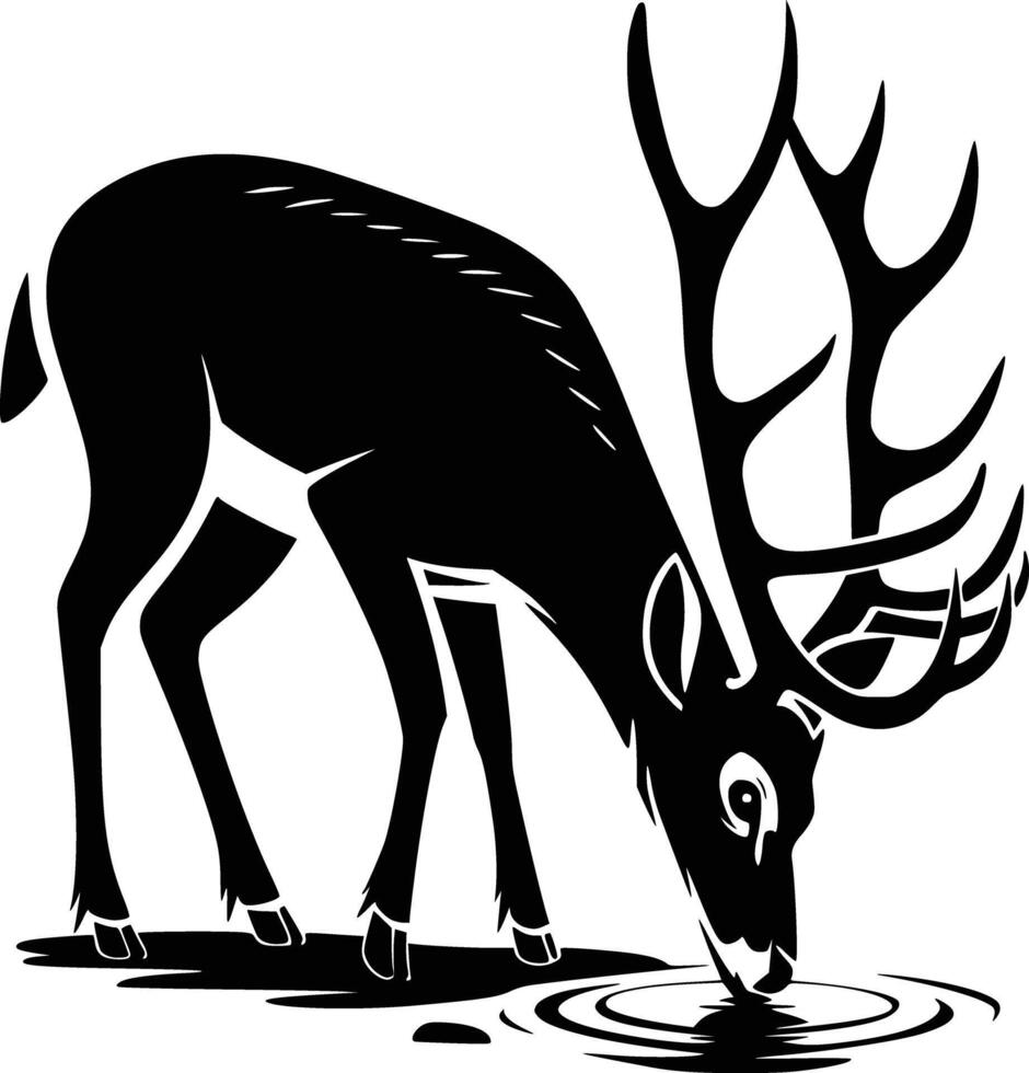 Deer drinking water clipart white isolated background vector