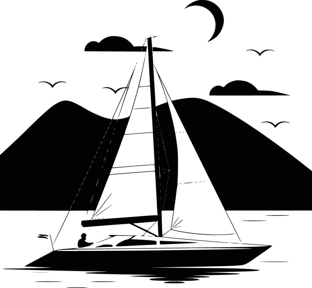 Sailboat sailing in the ocean vector