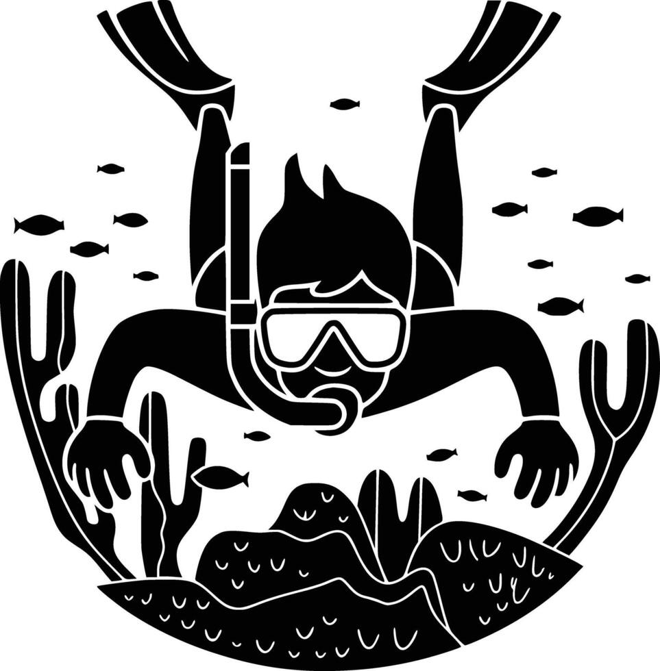 Diver in scuba gear vector