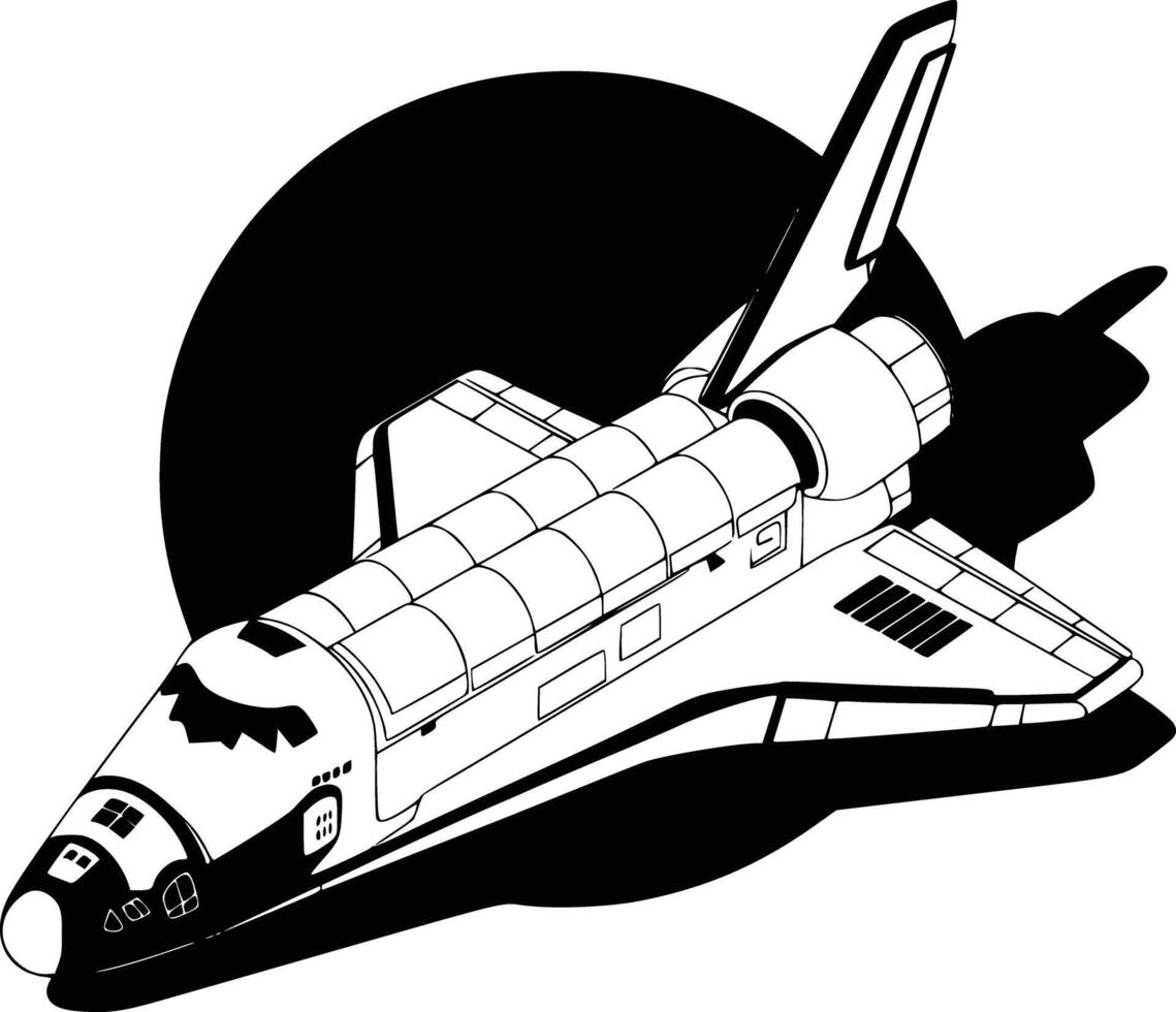 Space shuttle coloring pages white isolated background vector