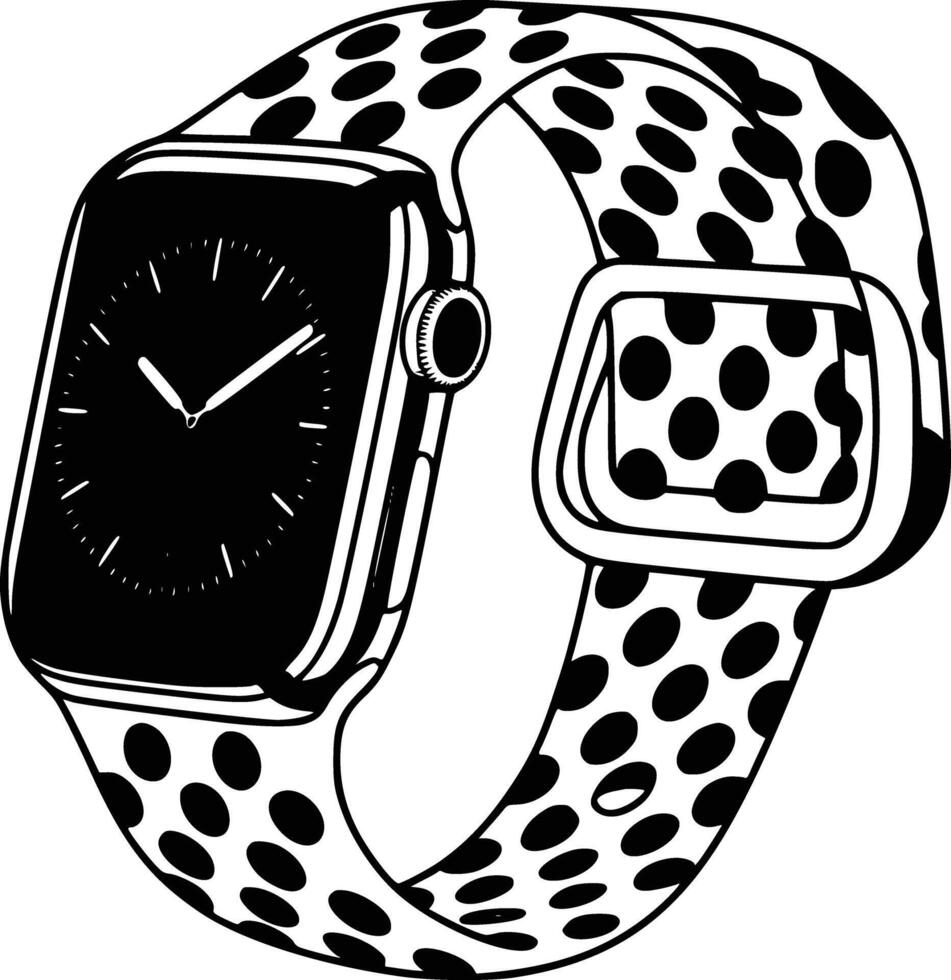 An apple watch with polka dots on it white isolated background vector