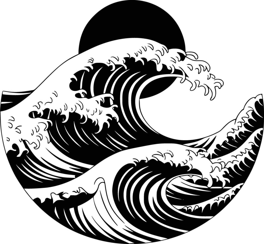 The great wave off kanagawa japan white isolated background vector