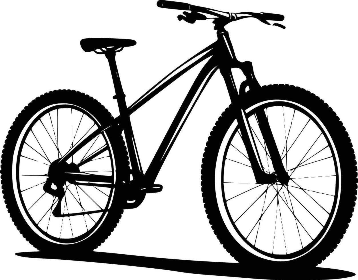A mountain bike is shown in silhouette vector