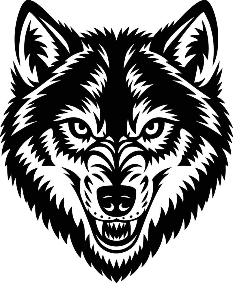 Wolf head white isolated background vector
