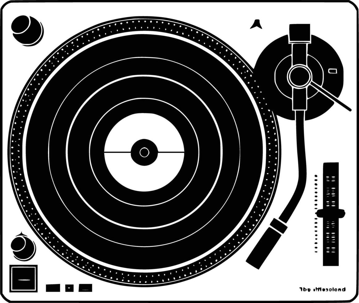 A turntable with a record player and a record white isolated background vector