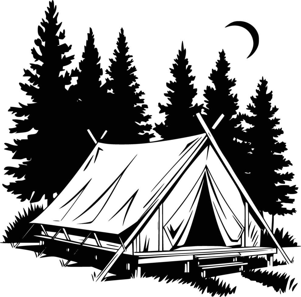 Camping tent white isolated background vector