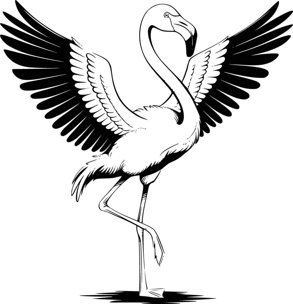 Black and white flamingo vector