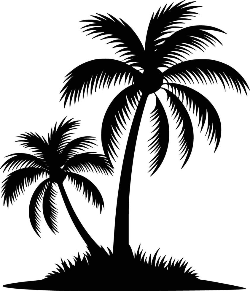 Palm trees silhouette white isolated background vector