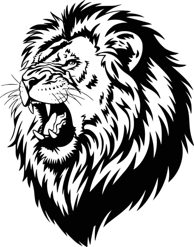 Lion head white isolated background vector