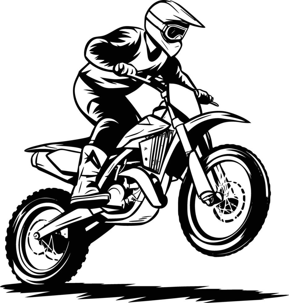 Motocross rider on dirt bike white isolated background vector