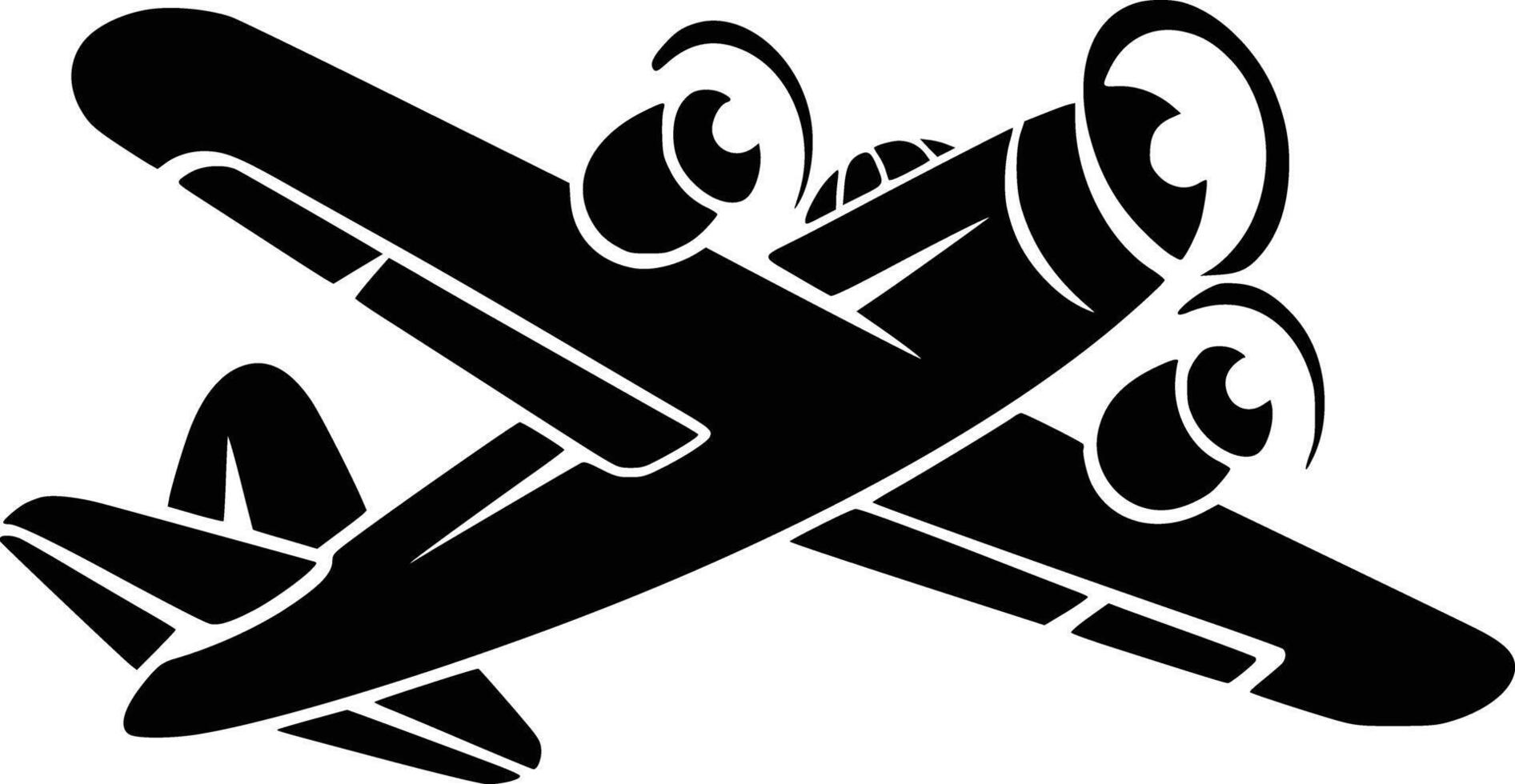 A black and white airplane flying on a white background vector
