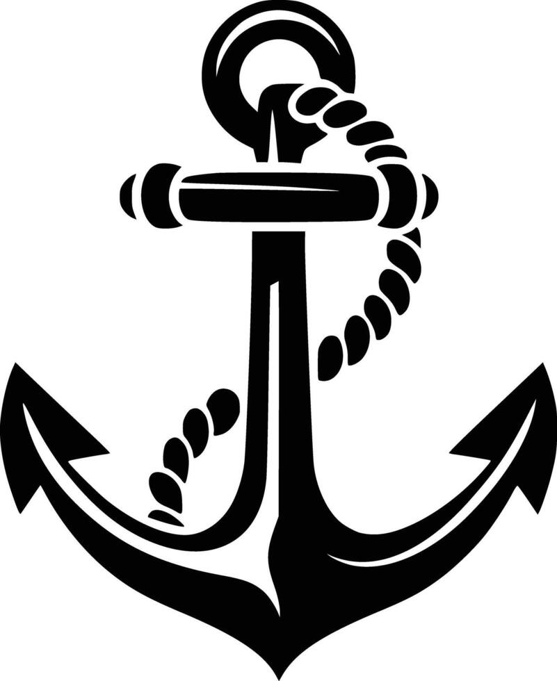 An anchor with rope on a white background and isolated background vector