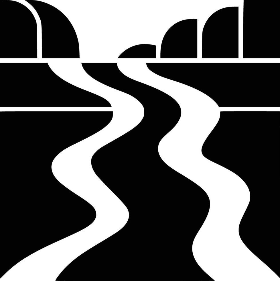 A black and white logo of a river vector