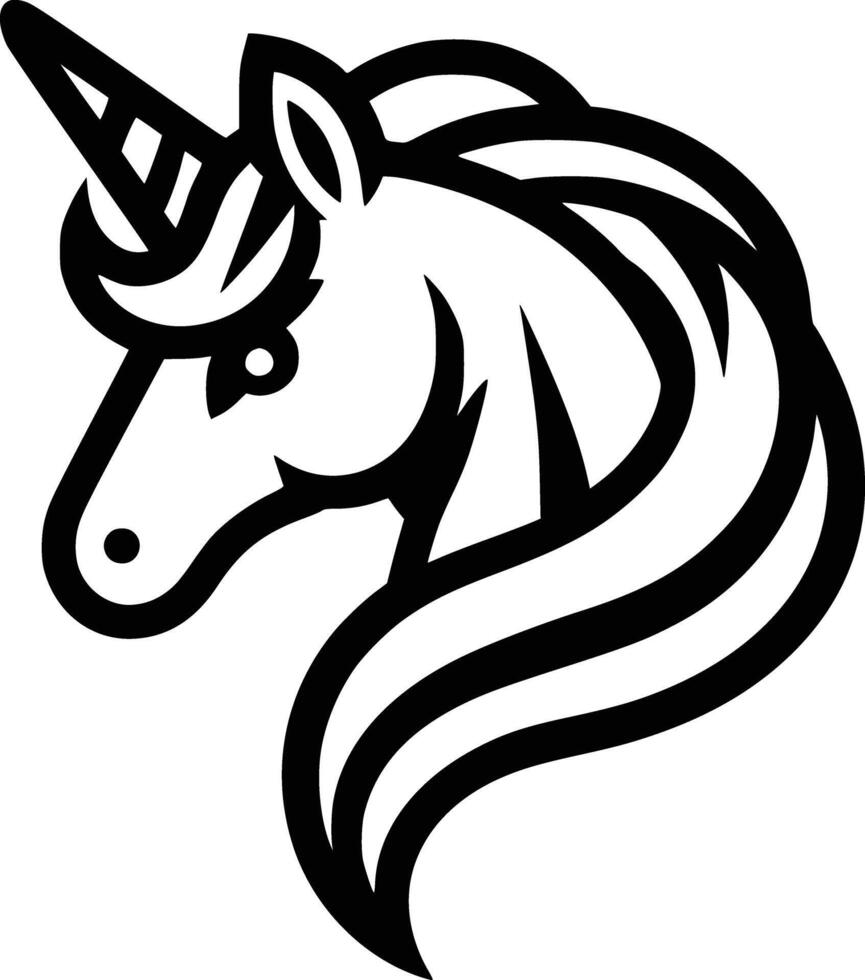A unicorn head with a long mane on a white background vector