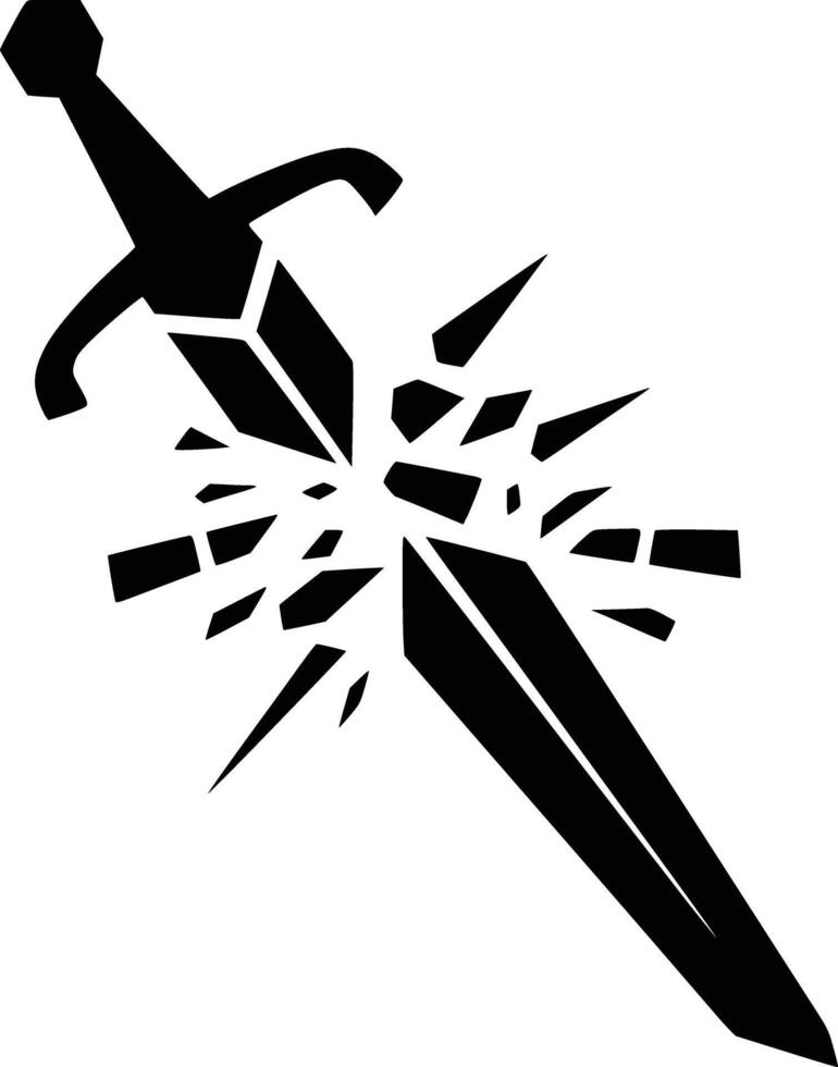 Sword with broken sword clip art vector
