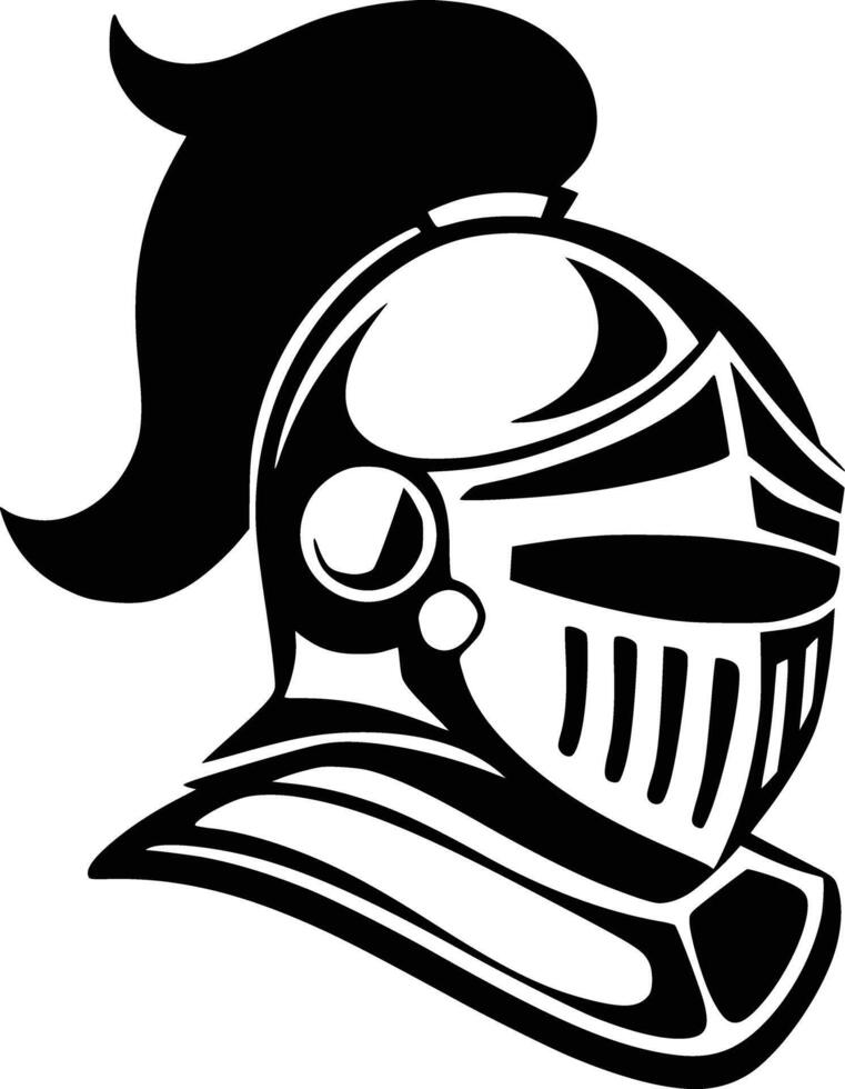 A knight helmet with a sword in the middle and isolated background vector