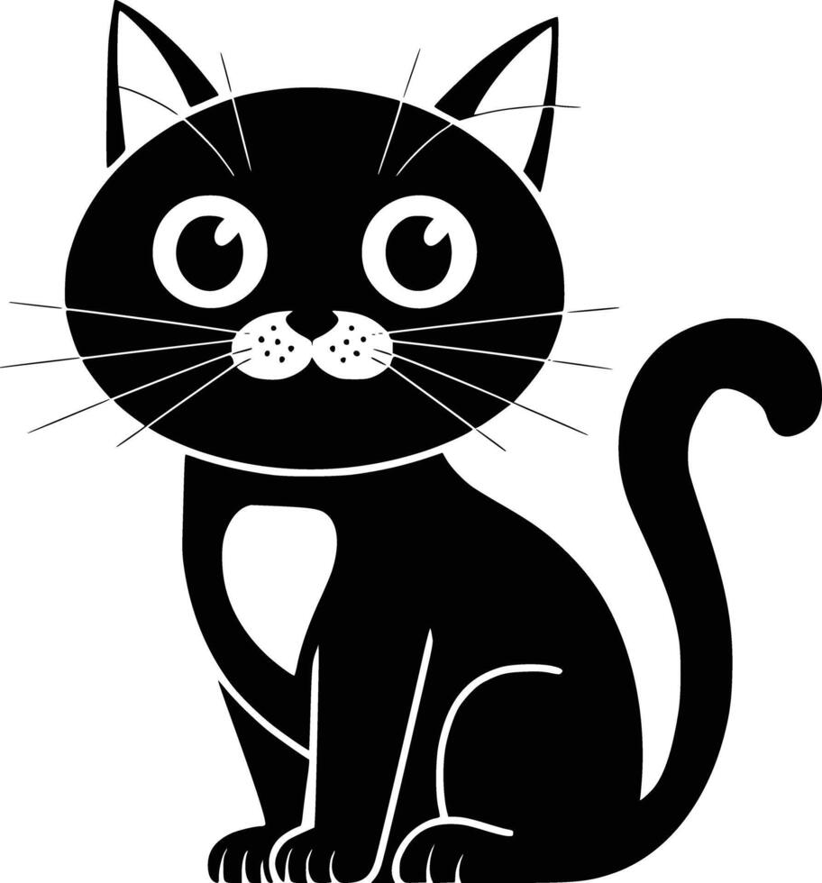Black cat with big eyes on a white background vector
