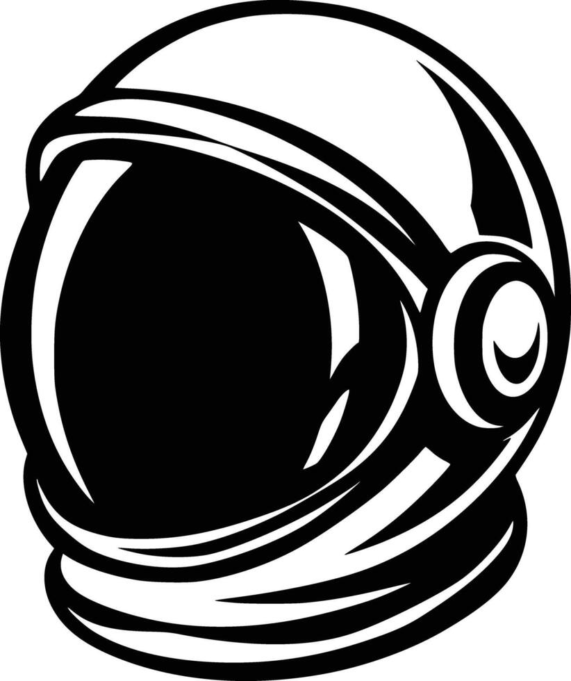 An astronaut helmet is shown in black and white and isolated background vector
