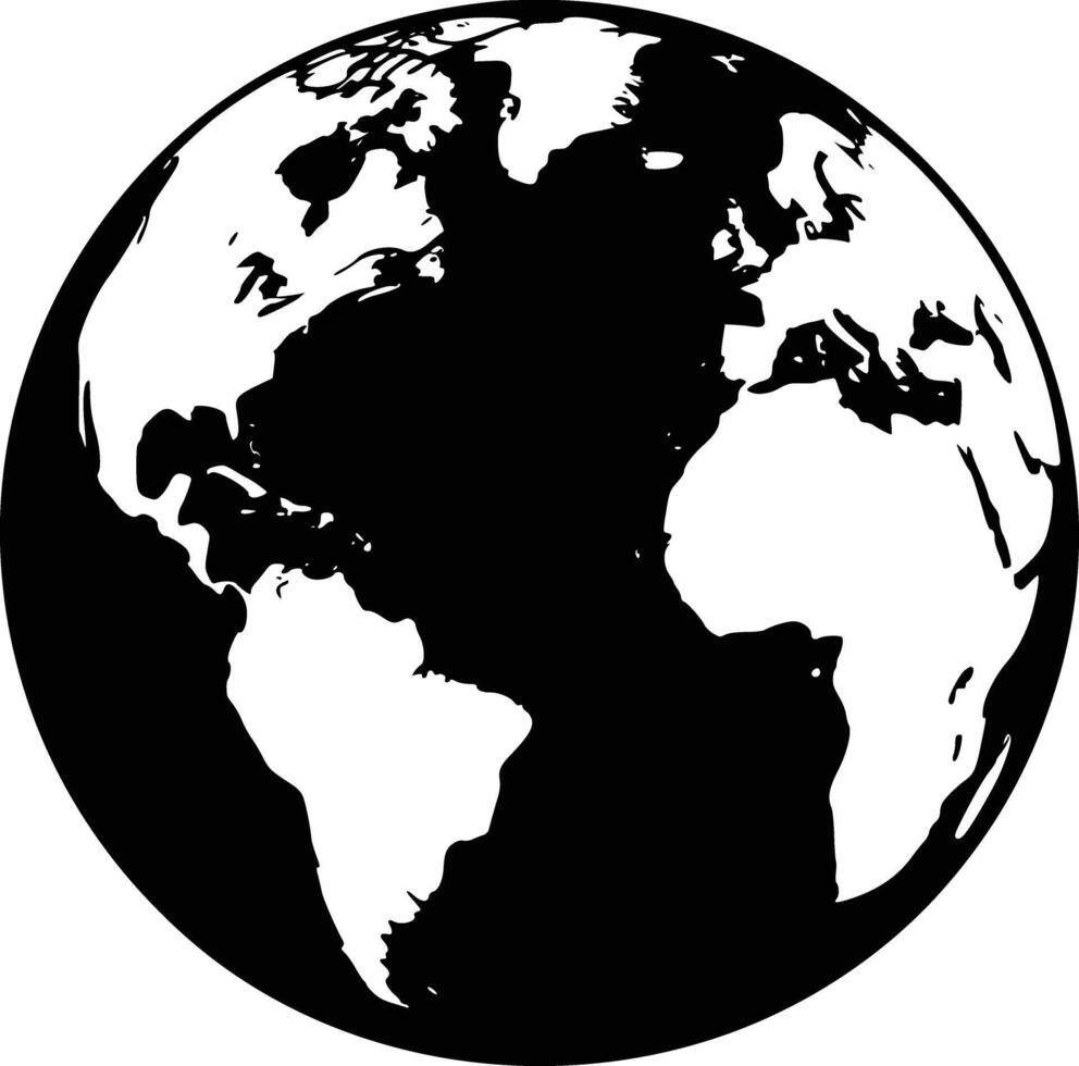 A black and white earth globe on a white background vector