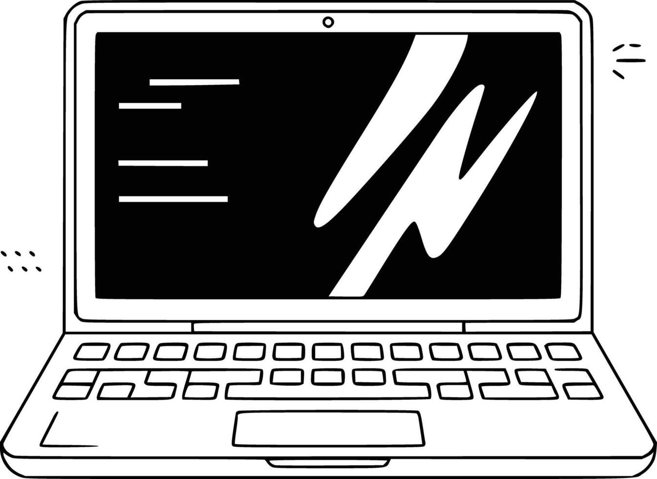 A black and white drawing of a laptop vector