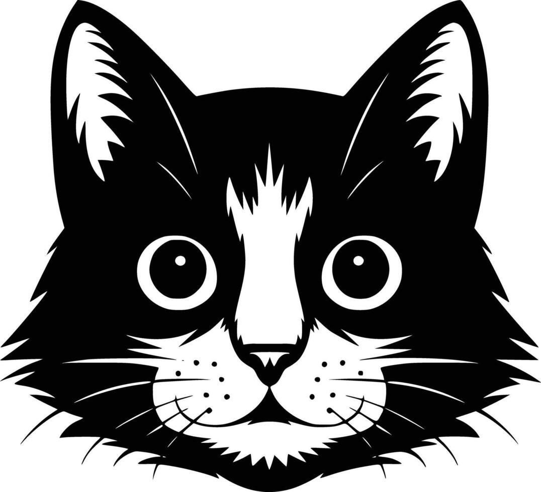 A black and white cat's face on a white background vector