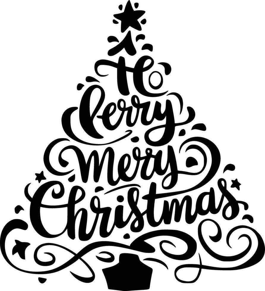Merry christmas tree clipart and isolated background vector