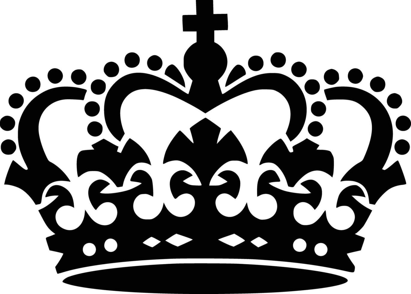 A black and white silhouette of a crown vector