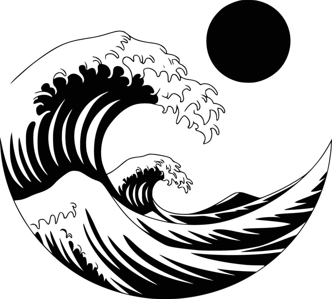 The great wave off kanagawa by japanese artist and isolated background vector