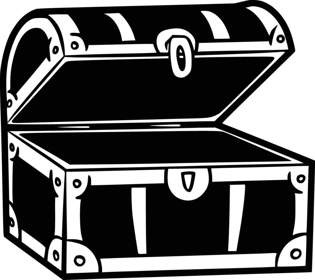 A black and white drawing of a chest vector