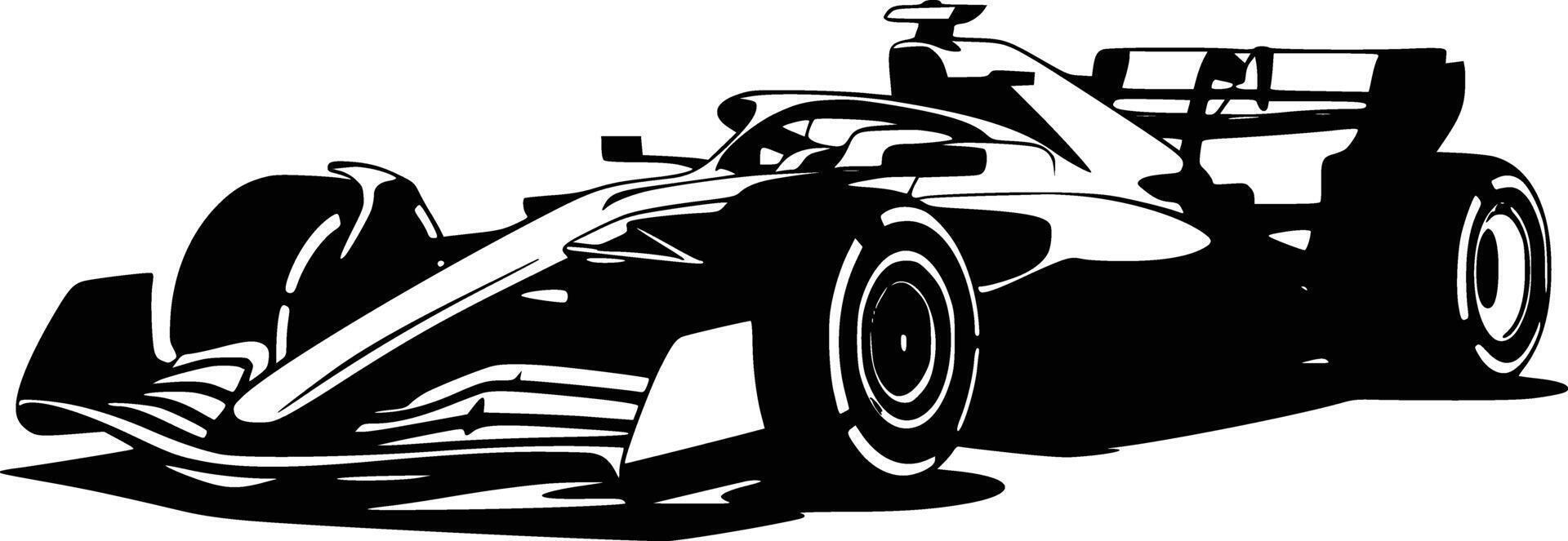 A black and white drawing of a racing car and isolated background vector