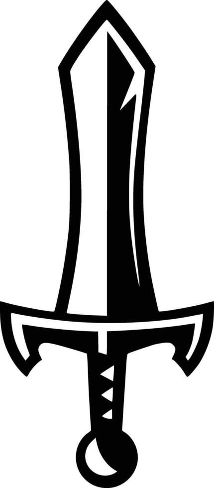 A black and white illustration of a sword vector