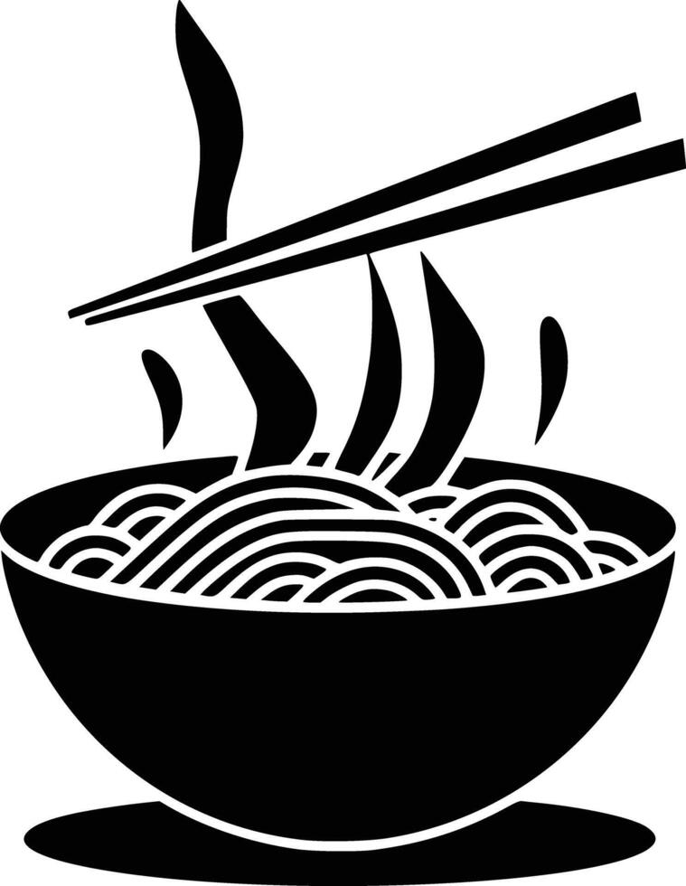 Chopsticks and noodles in a bowl and isolated background vector