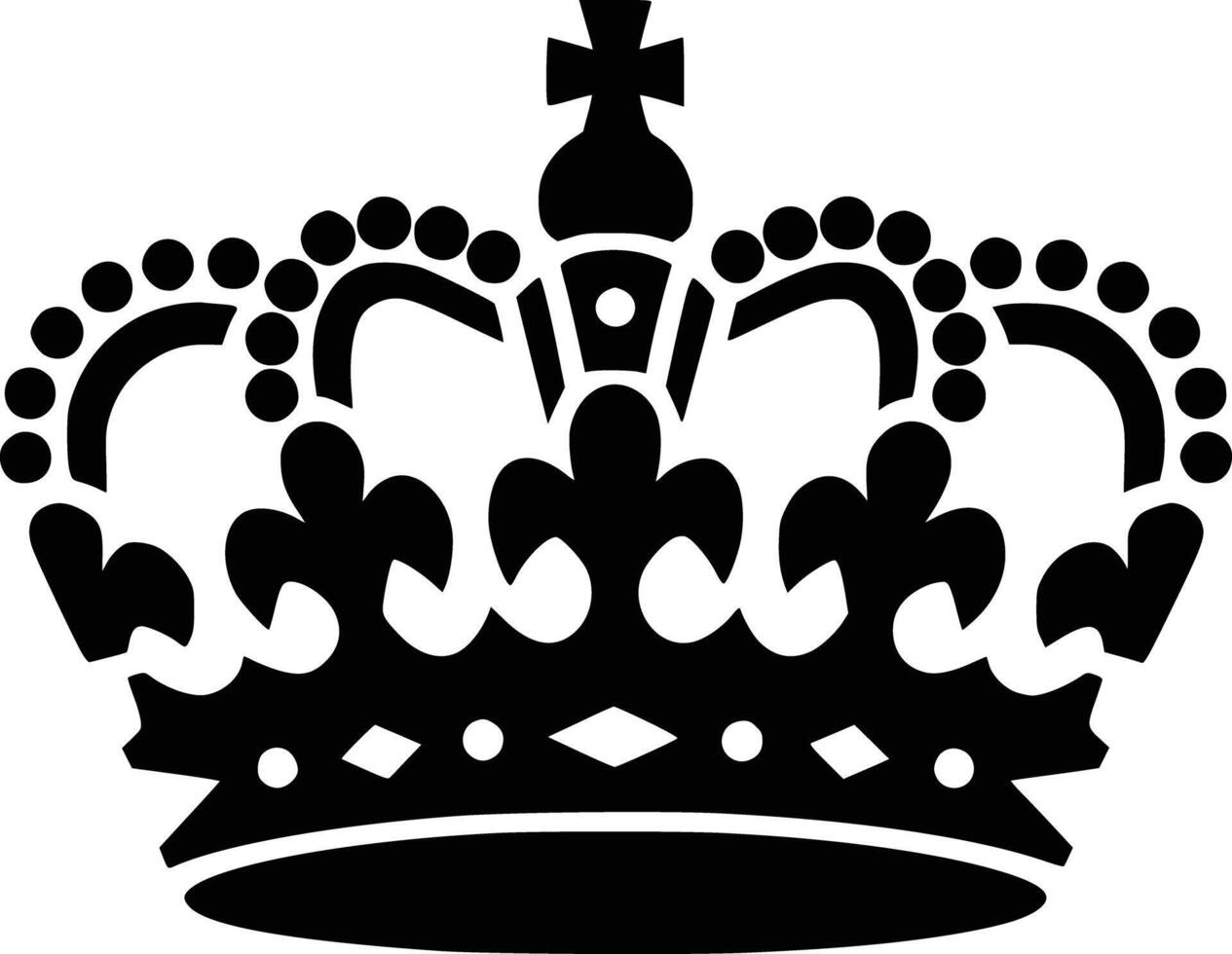 A black and white silhouette of a crown and isolated background vector