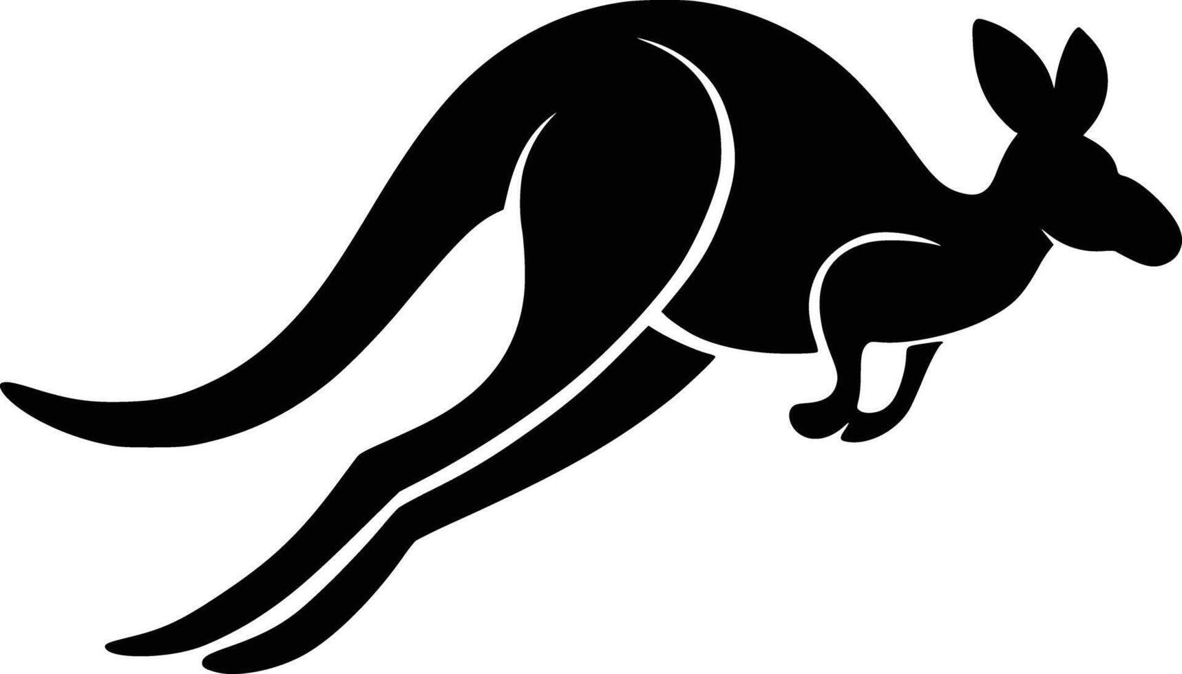 A black and white silhouette of a kangaroo jumping vector