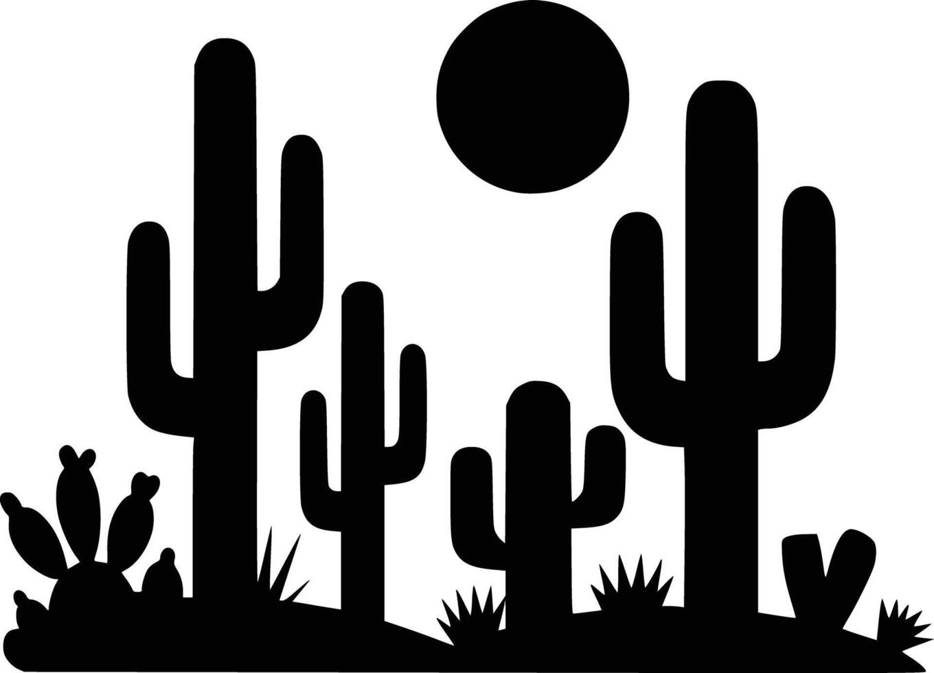 Cactus silhouette silhouette of the desert vector