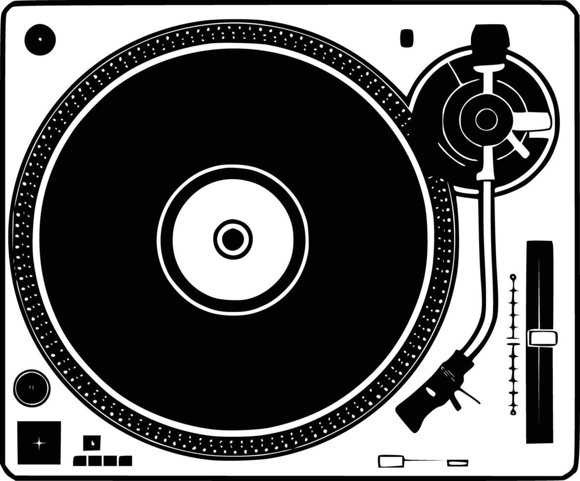 A turntable with a record player on it and isolated background vector