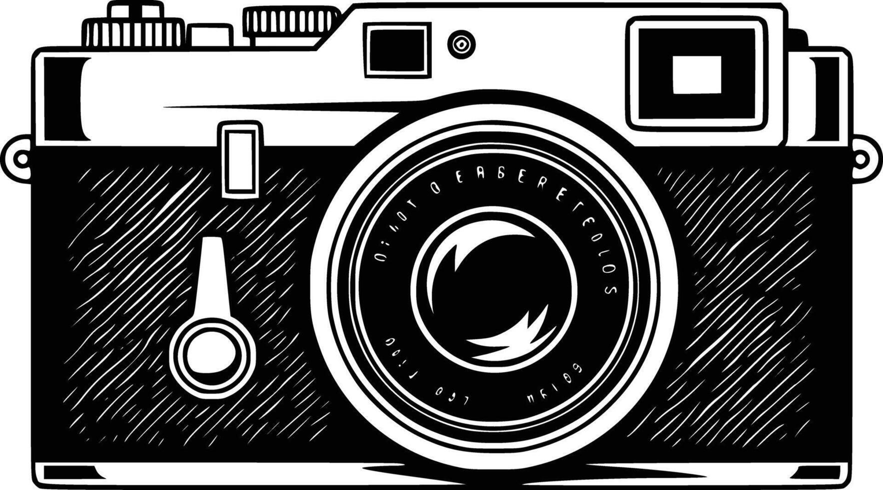 A black and white drawing of a camera and isolated background vector