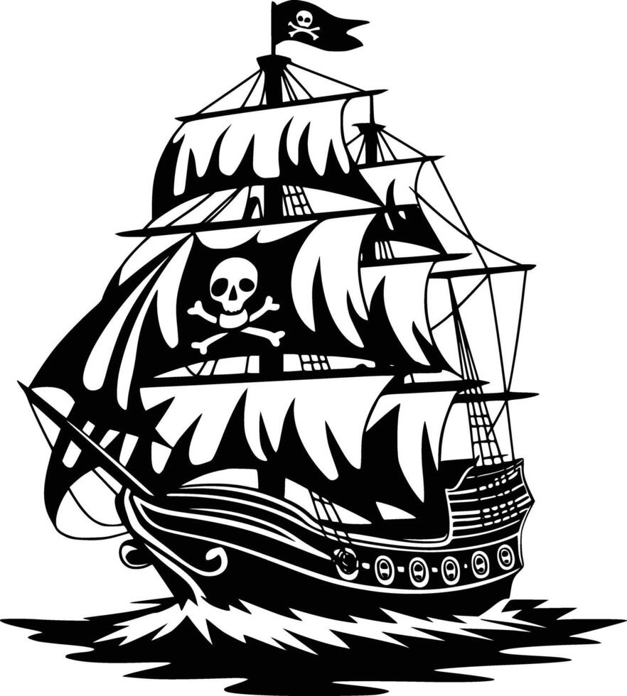Pirate ship and isolated background vector