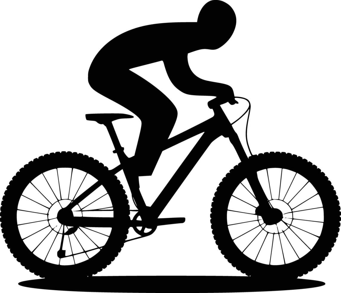 Silhouette of a man riding a mountain bike vector