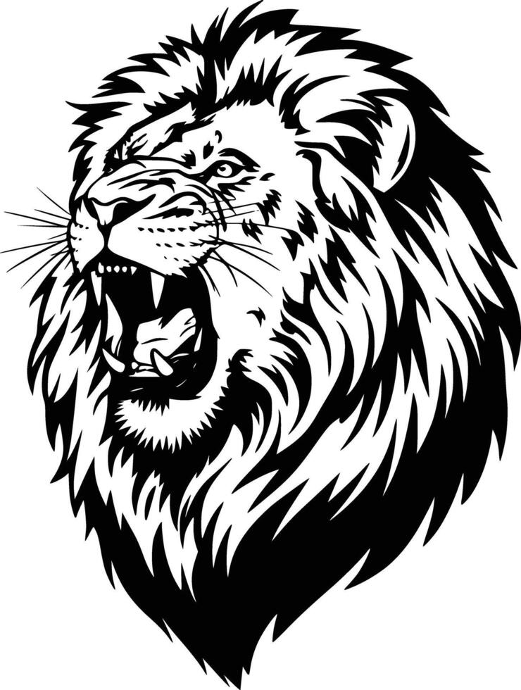 Lion head silhouette and isolated background and white isolated background vector