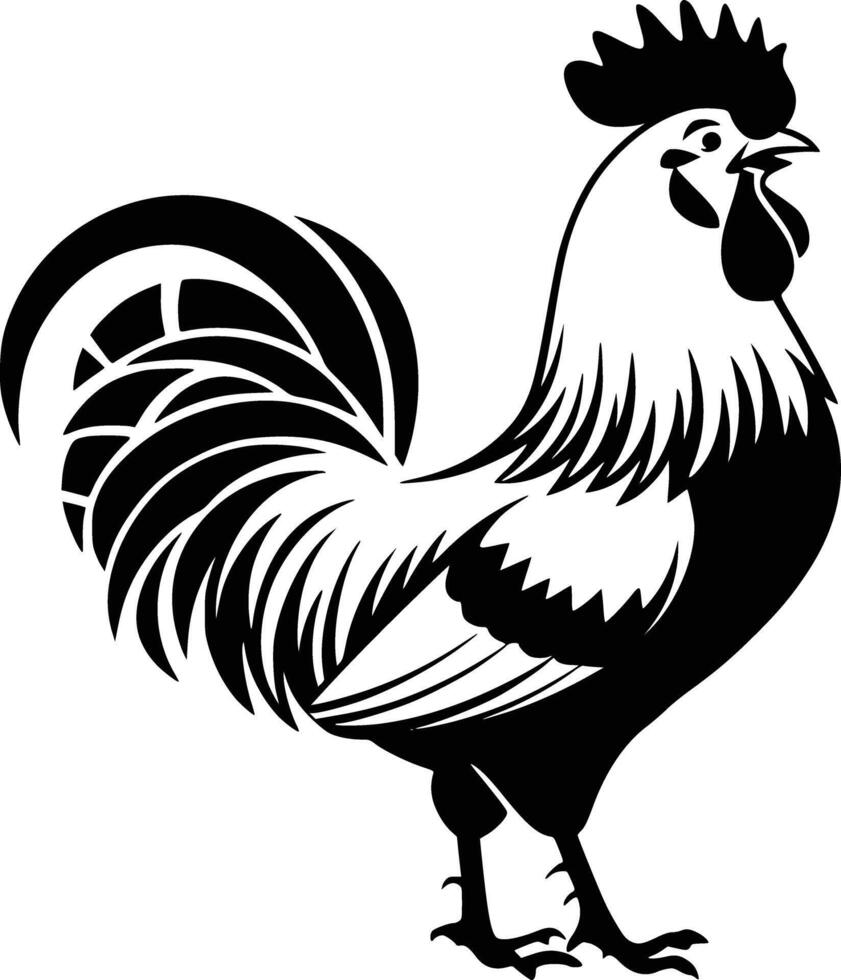 Rooster silhouette on white background vector