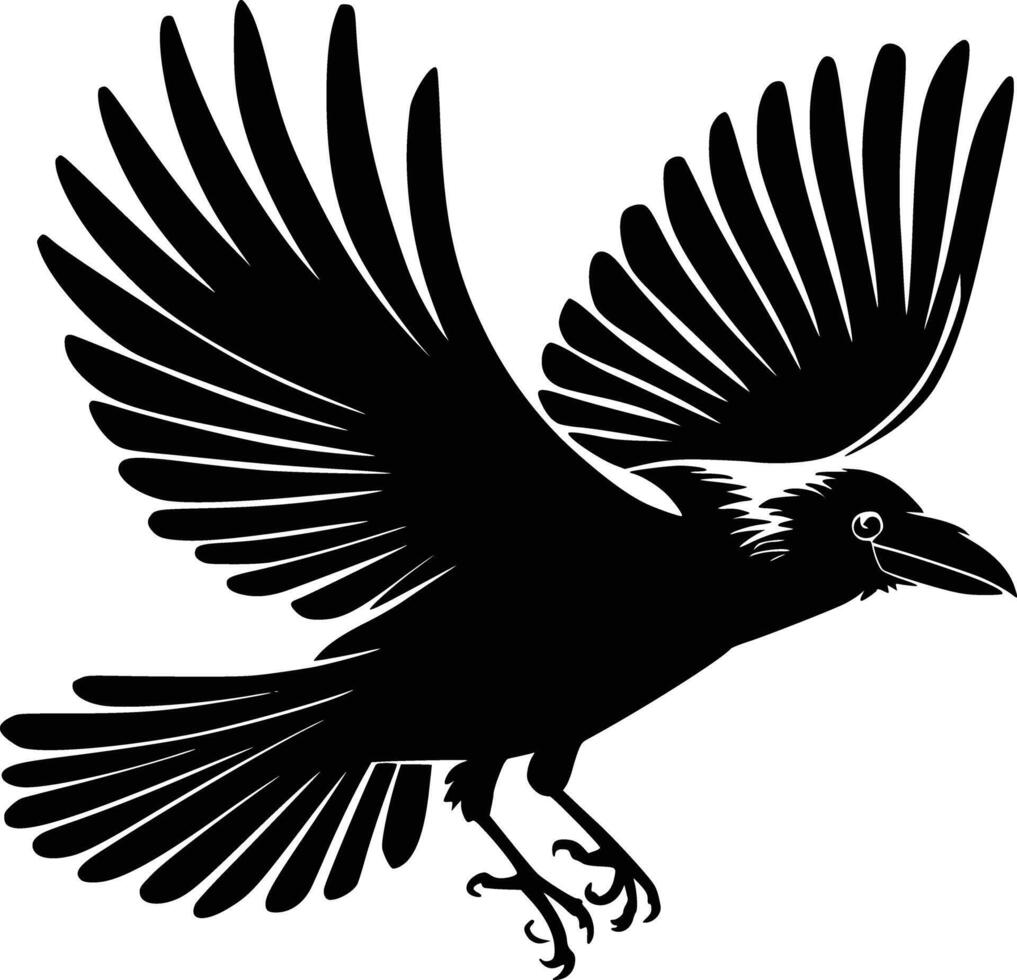 A black raven flying in the air vector