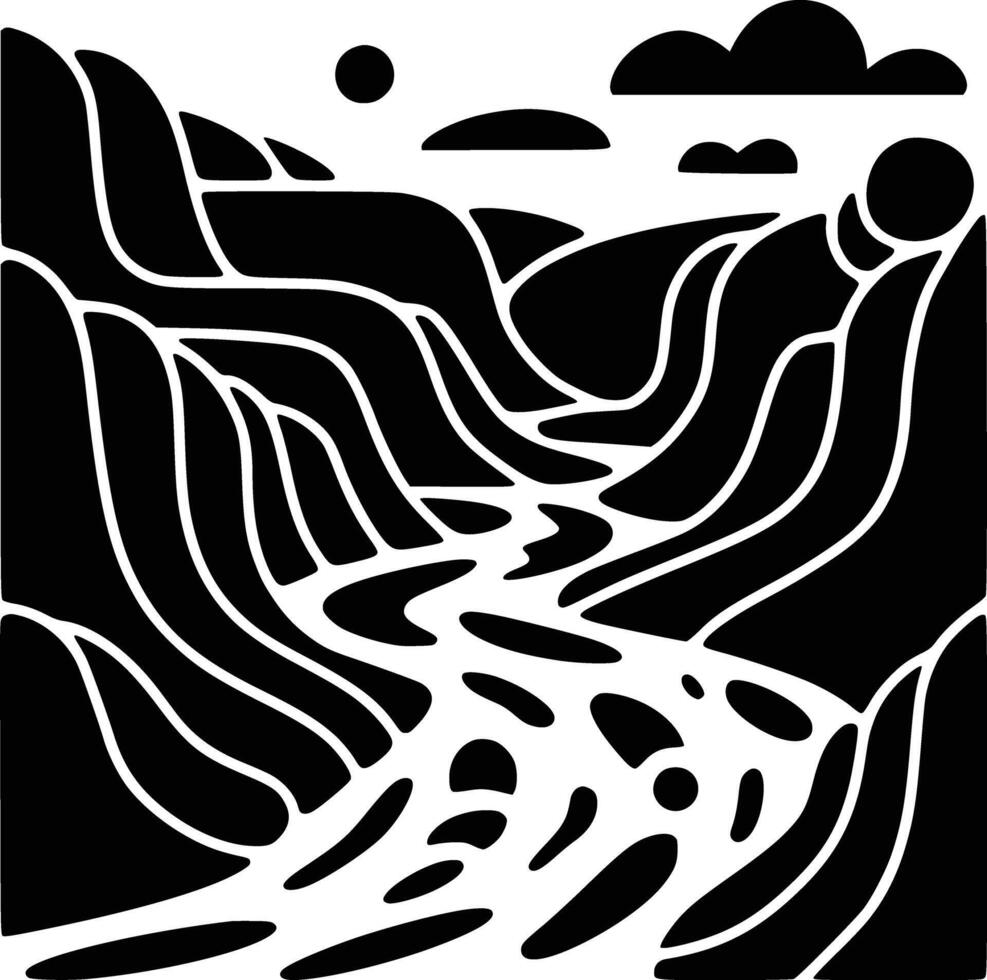 Black and white bold illustration of a snowboarder jumping, isolated on white background. vector
