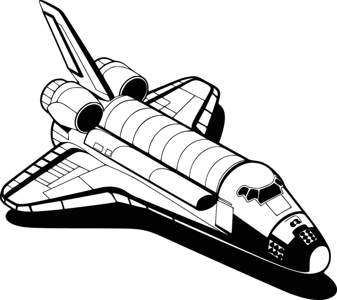 Space shuttle coloring pages vector