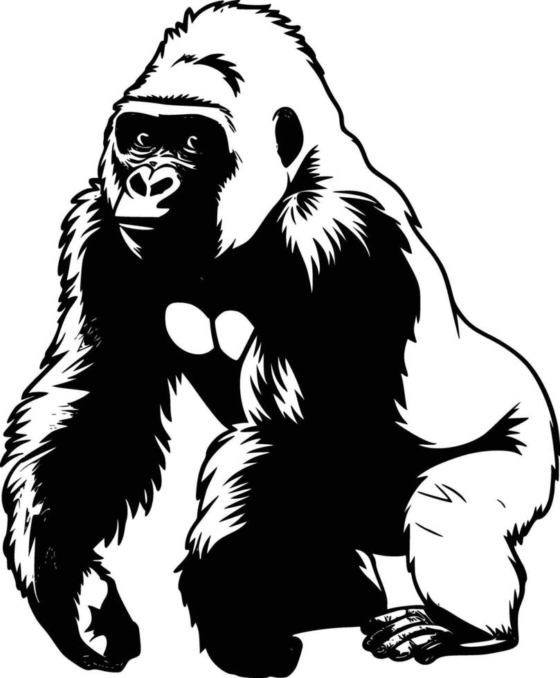 Gorilla clipart silhoutte and isolated background vector