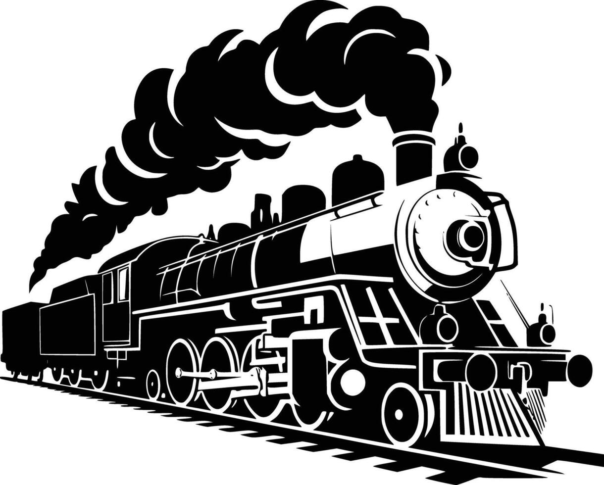 Black and white train clipart vector