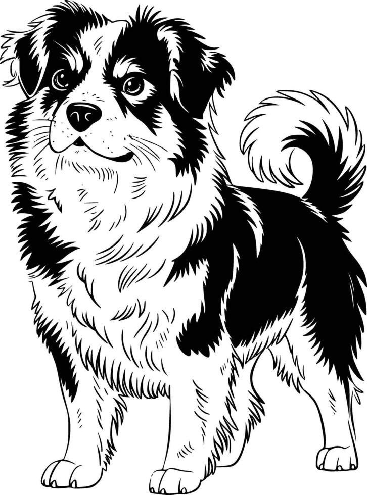 A black and white drawing of a dog vector